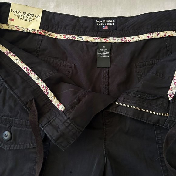 Ralph Lauren Polo Jeans Co. Women's Hampton Roll-up Shorts Black 14 New w/ Tags - Picture 5 of 7